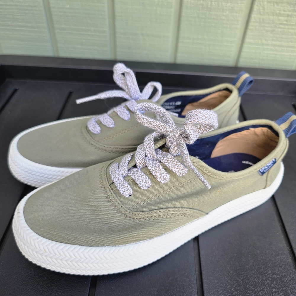 Sperry Top-Sider Crest Vibe Canvas Sneakers Olive Green Womens 6M STS82338